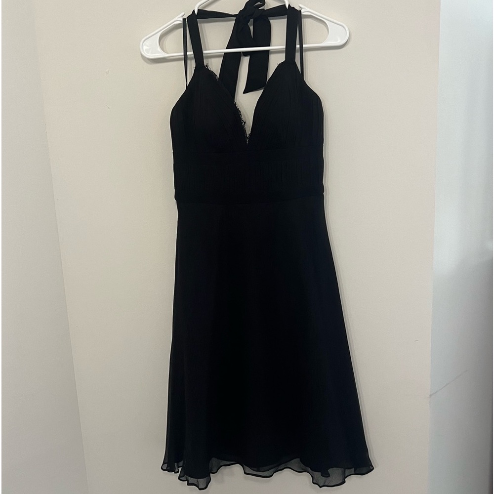 Vintage Black Ruched Halter Dress